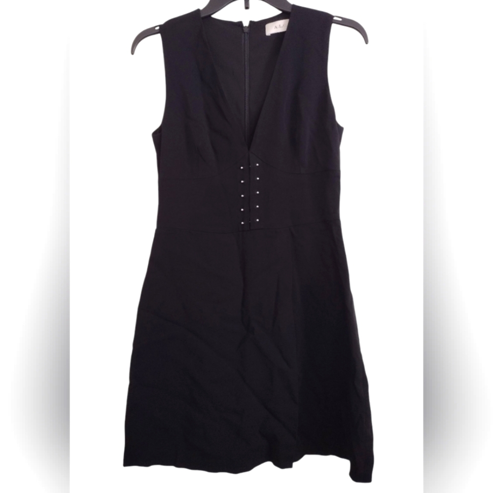A.L.C. Jacobson Stretch Crepe Sleeveless Dress Silver Studded Hardware Size 6